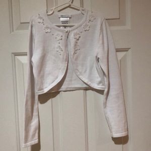 Girls Medium (size 8/10) White Bolero Shrug Sweater